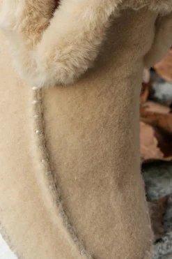 Fashion Dear-Lover Suede Stitching Patchwork Plush Lined Anklet Boots Beige