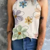Hot Dear-Lover Sweet Floral Tank Top Beige