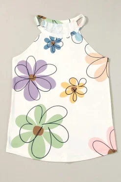 Hot Dear-Lover Sweet Floral Tank Top Beige