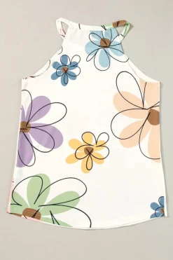 Hot Dear-Lover Sweet Floral Tank Top Beige