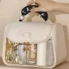 New Dear-Lover TASTY Print Handle Inside Pocket Clear Makeup Bag Beige