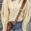Online Dear-Lover Thermal Knit Patchwork Exposed Seam Long Sleeve Top Beige
