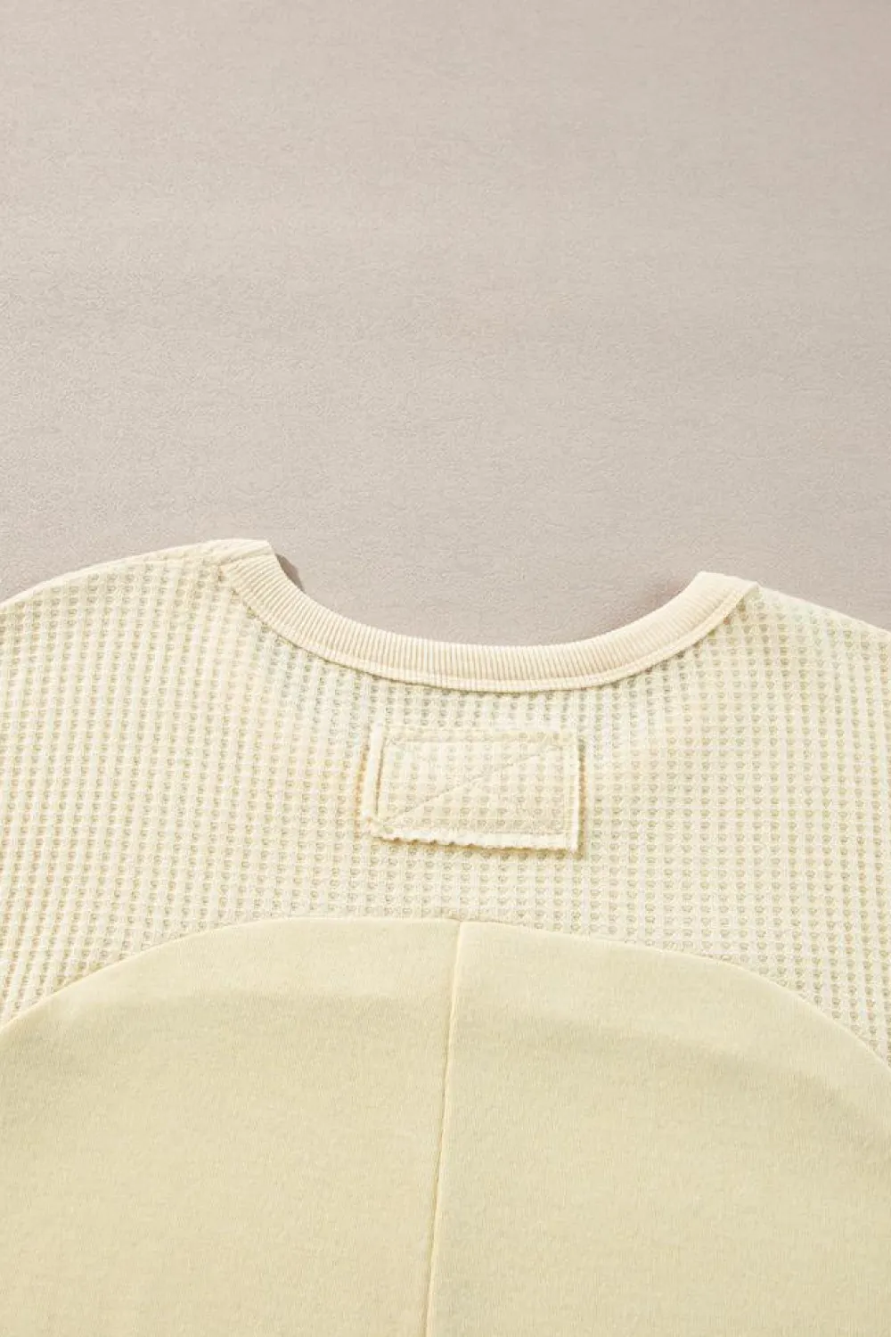 Online Dear-Lover Thermal Knit Patchwork Exposed Seam Long Sleeve Top Beige