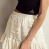 Outlet Dear-Lover Tiered Ruffled Hemline Elastic Waist Mini Skirt Beige