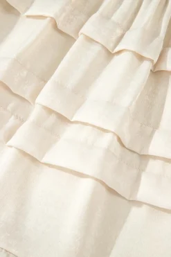 Outlet Dear-Lover Tiered Ruffled Hemline Elastic Waist Mini Skirt Beige