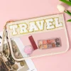 Online Dear-Lover TRAVEL Chenille Embroidered Clear PVC Storage Bag Beige