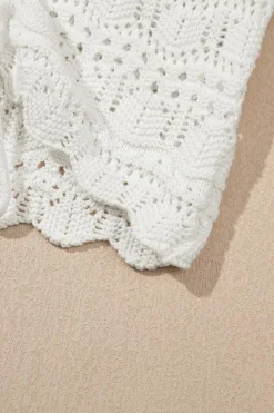 Hot Dear-Lover Trendy Hollowed Knit V Neck Drawstring Sweater Vest Beige