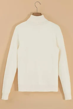 Sale Dear-Lover Turtleneck Fleece Lined Knit Sweater Beige