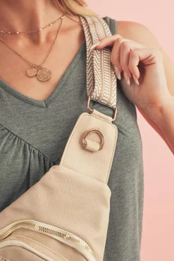 Fashion Dear-Lover Vintage PU Leather Zipped Crossbody Bag Beige