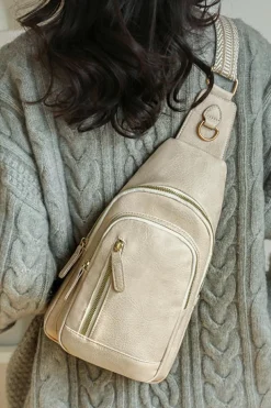 Fashion Dear-Lover Vintage PU Leather Zipped Crossbody Bag Beige