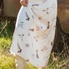 Outlet Dear-Lover Western Print Satin Long Skirt Beige