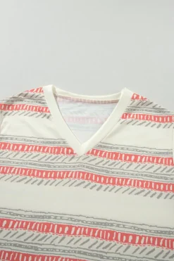 Sale Dear-Lover Western Striped Print Casual Tank 2pcs Outfit Beige