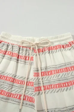 Sale Dear-Lover Western Striped Print Casual Tank 2pcs Outfit Beige