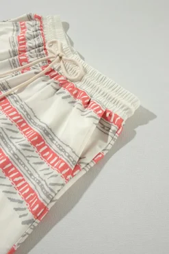 Sale Dear-Lover Western Striped Print Casual Tank 2pcs Outfit Beige