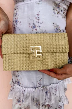 Online Dear-Lover Woven Metal Clasp Flap Handbag Beige