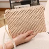 Hot Dear-Lover Woven Zipper Wrist Strap Square Handbag Beige