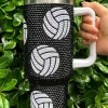 New Dear-Lover 40 Oz Rhinestone Volleyball Tumbler with Handle Black