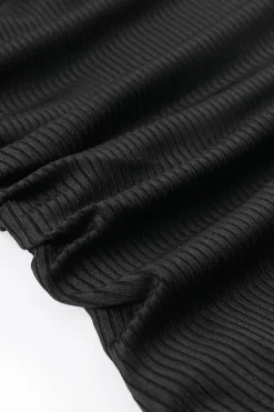 New Dear-Lover Adjustable Straps Ribbed Knit One Piece Swimsuit Black