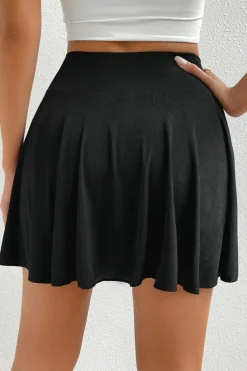 Sale Dear-Lover A-line Draped High Waist Phone Pocket Lined Skort Black