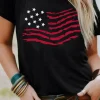 Discount Dear-Lover American Flag Graphic Crew Neck T Shirt Black