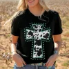 Hot Dear-Lover Animal Print Cross Graphic Tee Black