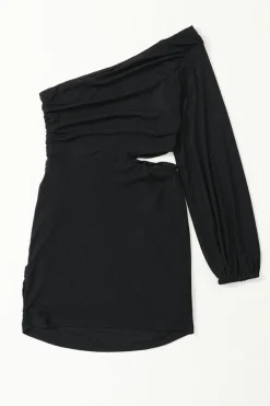 Online Dear-Lover  Asymmetric One Shoulder Cutout Bodycon Dress Black