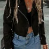 Online Dear-Lover Asymmetric Zipper Belted Hem Jacket Black
