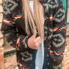 Discount Dear-Lover Aztec Printed Zip Up Collar Jacket Black