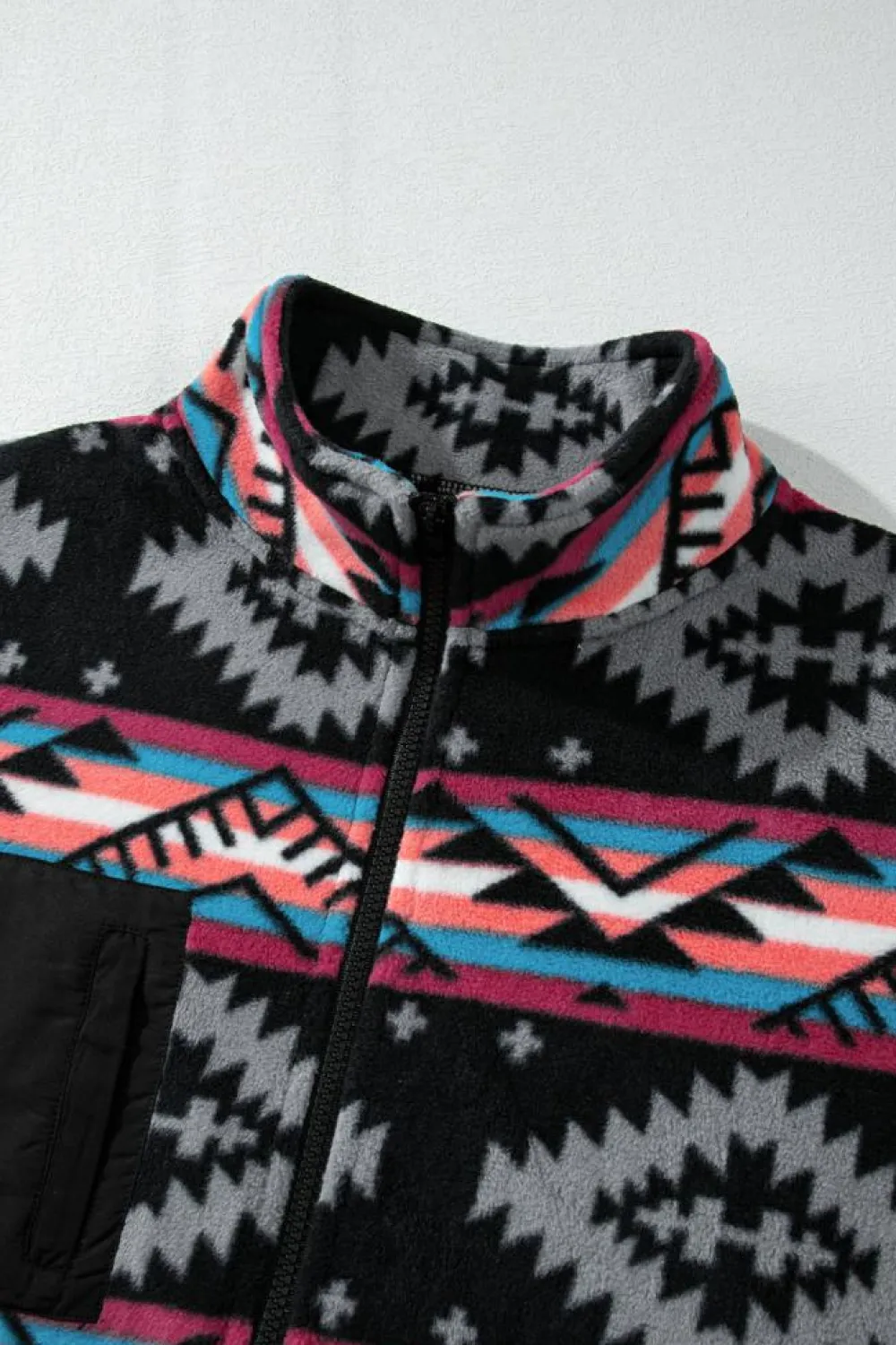 Discount Dear-Lover Aztec Printed Zip Up Collar Jacket Black