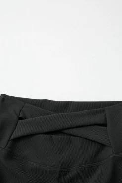 Hot Dear-Lover Back Cross Waistband Yoga Shorts Black