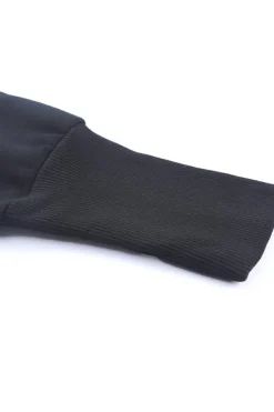 Fashion Dear-Lover Batwing Sleeve Pocketed Henley Hoodie Black