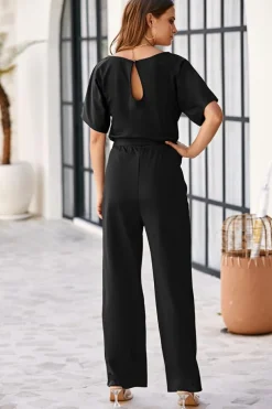 New Dear-Lover Belted Wide Leg Jumpsuit Black