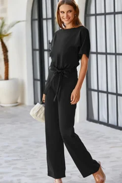 New Dear-Lover Belted Wide Leg Jumpsuit Black