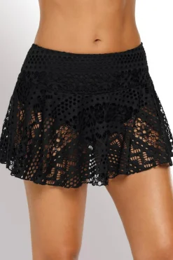 Best Dear-Lover Crochet Lace Skirted Bikini Bottom Black