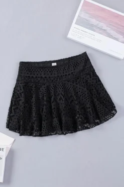 Best Dear-Lover Crochet Lace Skirted Bikini Bottom Black