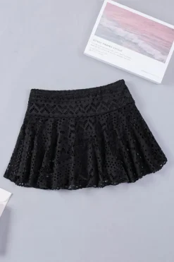 Best Dear-Lover Crochet Lace Skirted Bikini Bottom Black
