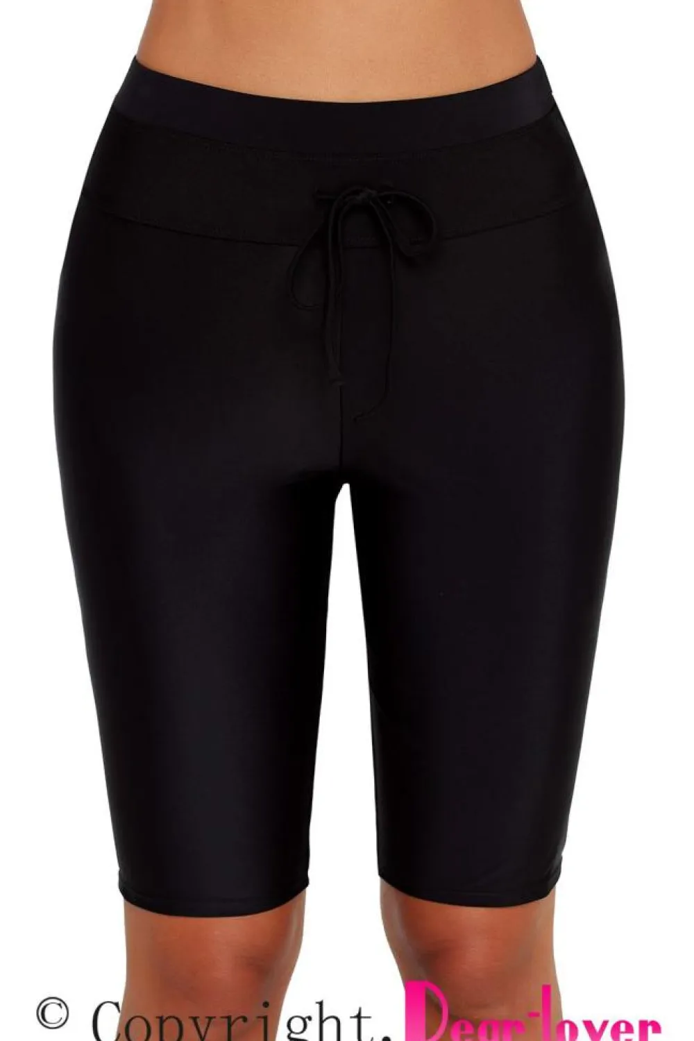 Clearance Dear-Lover High Waisted Boardshort Swim Bottom Black