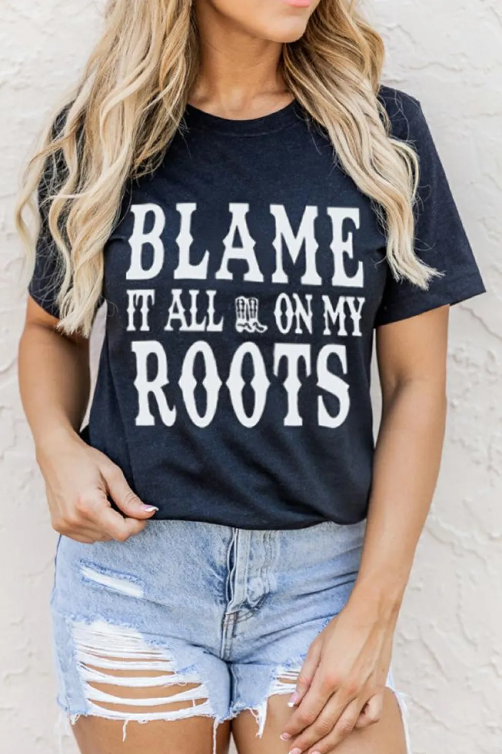 Discount Dear-Lover Blame It All On My Roots Graphic Tee Black