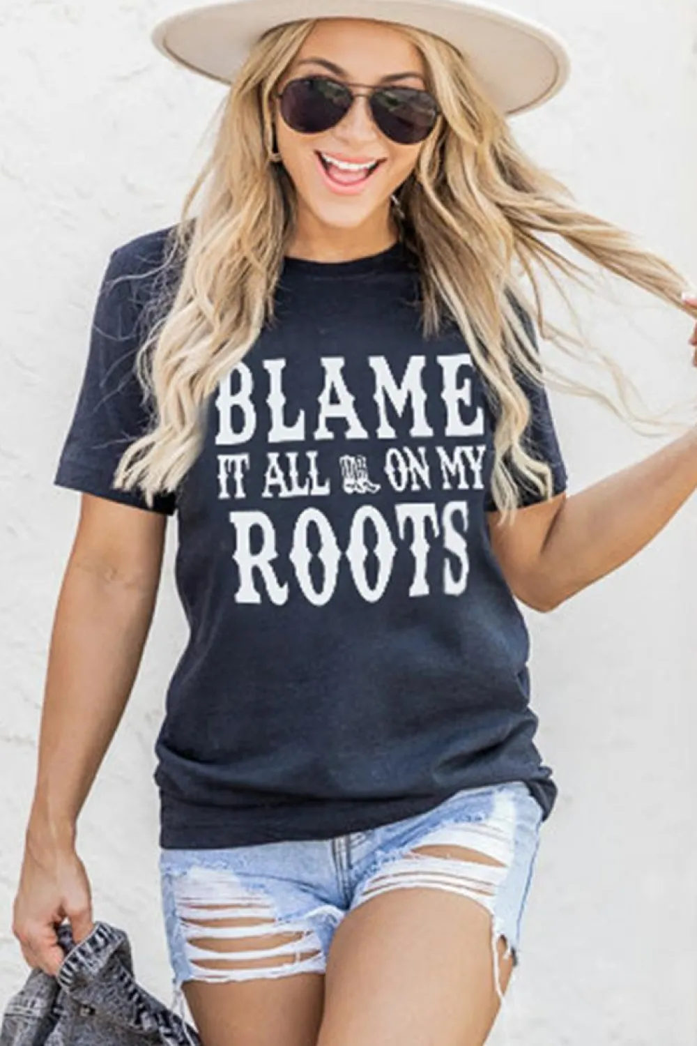 Discount Dear-Lover Blame It All On My Roots Graphic Tee Black