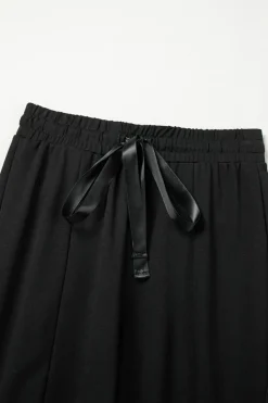 Clearance Dear-Lover Boho Lace Patchwork Wide Leg High Waist Pants Black