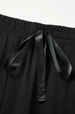 Clearance Dear-Lover Boho Lace Patchwork Wide Leg High Waist Pants Black