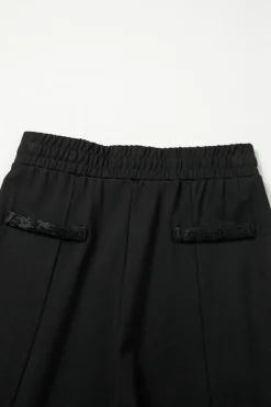 Clearance Dear-Lover Boho Lace Patchwork Wide Leg High Waist Pants Black