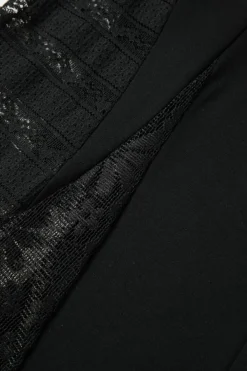 Clearance Dear-Lover Boho Lace Patchwork Wide Leg High Waist Pants Black