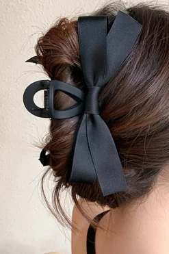Fashion Dear-Lover Bow Decor Large Hair Claw Clip Black
