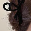 Best Dear-Lover Bow Knot Velvet Large Hair Clip Black