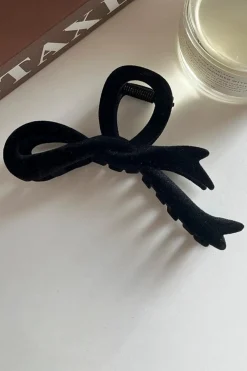 Best Dear-Lover Bow Knot Velvet Large Hair Clip Black