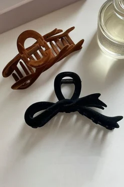 Best Dear-Lover Bow Knot Velvet Large Hair Clip Black