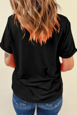 Fashion Dear-Lover Bowknot MAMA Embroidered Crewneck Mothers Day T Shirt Black