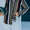 Online Dear-Lover Brown Striped Modern Women Shirt Black