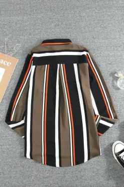 Online Dear-Lover Brown Striped Modern Women Shirt Black